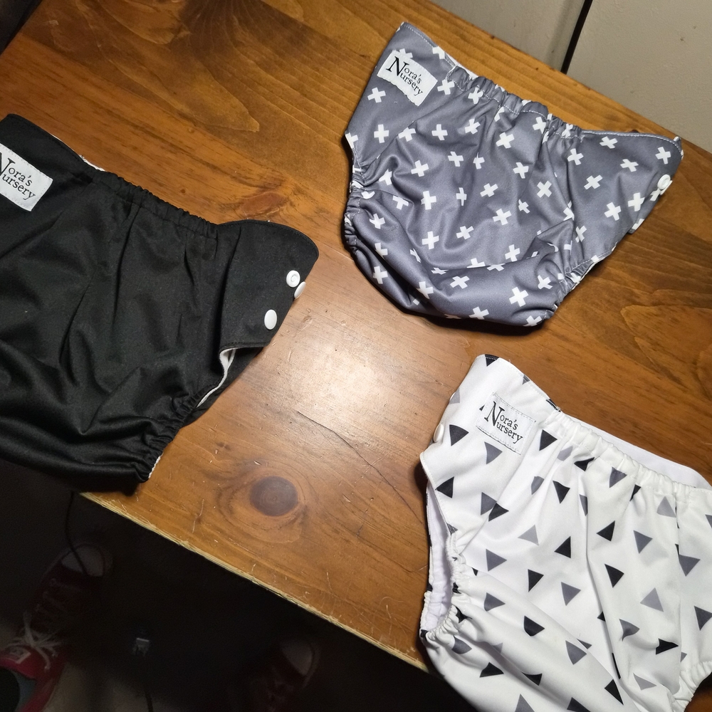 Diaper Cover Set - Black, Gray, White